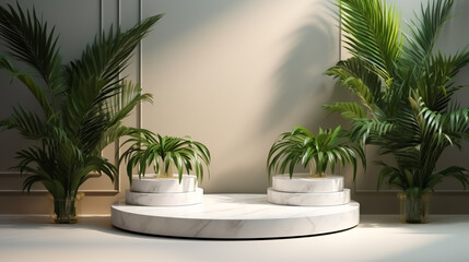 Modern Display with Tropical Palms