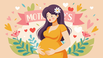Obraz na płótnie Canvas pregnant-mom--with-mothers-day-text