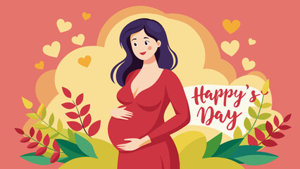 Fototapeta na wymiar pregnant-mom--with-mothers-day-text