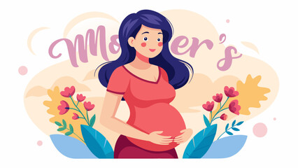 Obraz na płótnie Canvas pregnant-mom--with-mothers-day-text