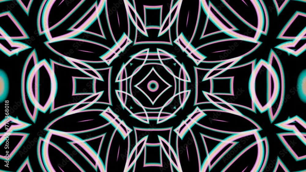 Poster a mesmerizing black and white kaleidoscopic visual creating a hypnotic effect in a seamlessly loopin