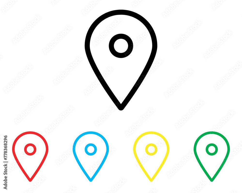 Poster location icon vector. pin sign symbol in trendy flat style. set elements in colored icons. pointer v