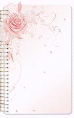 ornate pink rose gold cover of a spiral notebook with sparkles and flourishes