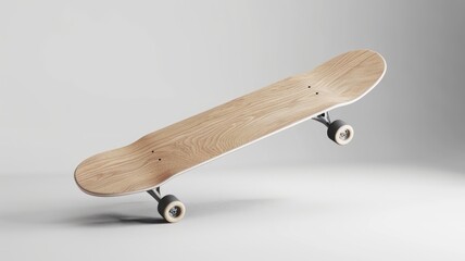 Modern skateboard vertically positioned.