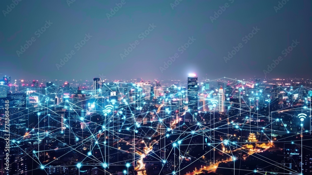 Aufkleber a concept for a smart city and communication network based on 5g and iot (internet of things). telec