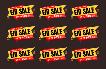 Eid Sale tags set vector badges. Eid Sale offer price sign. Special Eid offer symbol. Eid Discount promotion. EID Discount badge Design
