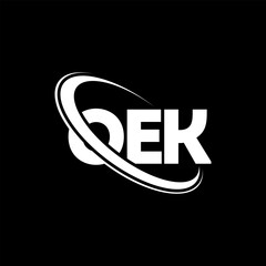 OEK logo. OEK letter. OEK letter logo design. Initials OEK logo linked with circle and uppercase monogram logo. OEK typography for technology, business and real estate brand.