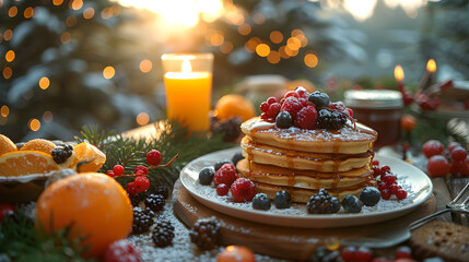 Pancake on Decorated Table