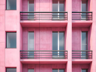 Modern Fragment: Geometric Facade Detail - Clear Pink Concrete. generative AI