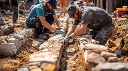 Men Crafting History: Stonemasons at Work