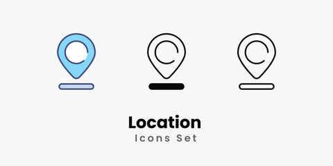 Location  Icons set thin line and glyph vector icon illustration