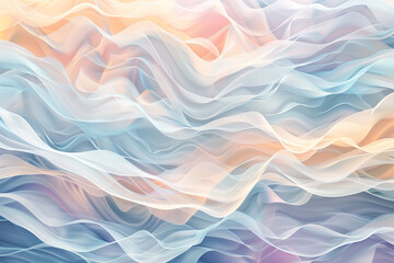 Pastel-toned abstract waves with subtle cross motifs. Symbolizing financial fluidity and faith