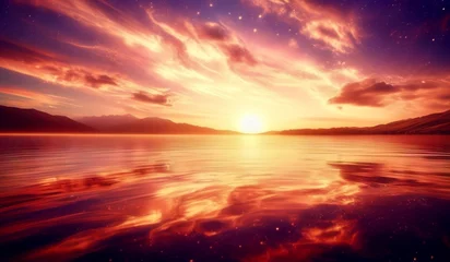 Plexiglas foto achterwand sunset over the sea © Nadine Siegert