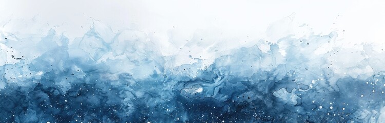 Soft Blue Watercolor Background with Snow Texture - obrazy, fototapety, plakaty