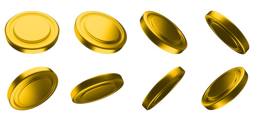 Glossy bright golden icons on a transparent background