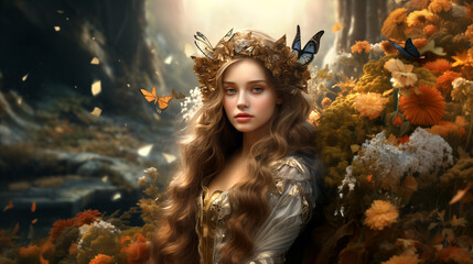 portrait of a woman in forest fairy tale princess 