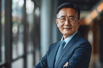 Picture of an adult Asian business manager. Generative Ai