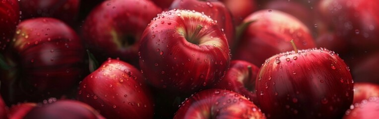 Red Apples Covered in Water Droplets - obrazy, fototapety, plakaty