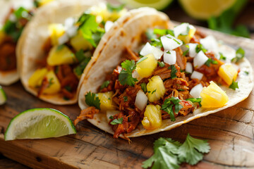 mexican tacos on homemade tortillas, al pastor fine dining with lime and fresh herbs (3)