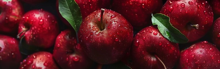 Pile of Red Apples With Water Droplets - obrazy, fototapety, plakaty