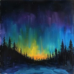 Synthetic aurora borealis project, northern lights on demand, sky painted - obrazy, fototapety, plakaty