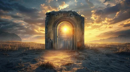 Fotobehang Time-travel gateway, portal to the ages, historys doorstep © Jiraphiphat