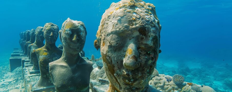 Underwater sculpture park, art meets ocean, coral canvases