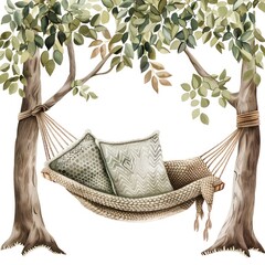 Fototapeta premium An illustration of a cozy hand-knitted woolen hammock