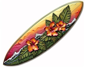 Surfboard clipart with tropical designs.