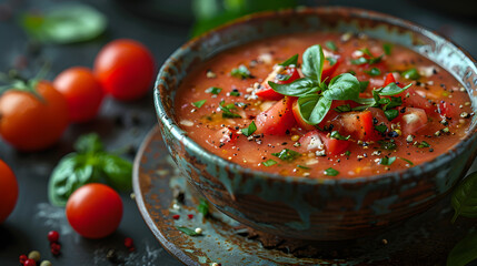 Spanish Gazpacho on Decorated Table