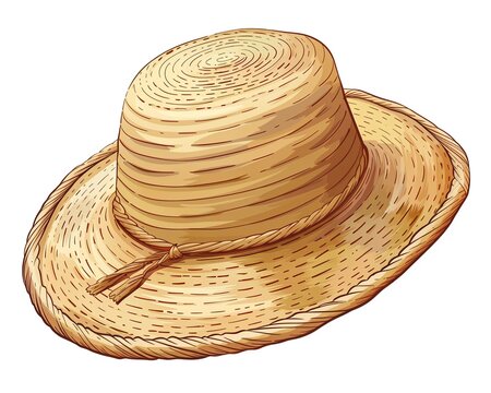 straw hat, tan color, summer accessory clip art preview
