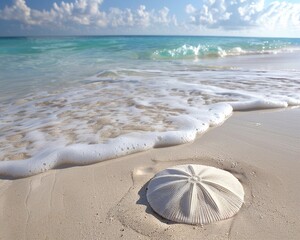 Sand dollar clipart washed up on the beach. - obrazy, fototapety, plakaty