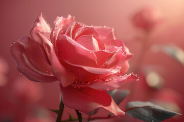 A detailed illustration of a rose, with its delicate petals and thorny stem, 3D Abstract Animation
