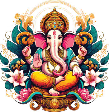 Adobe Illustrator Artwork illustration of Lord Ganpati background for Ganesh Chaturthi