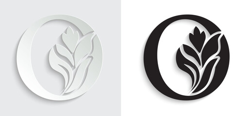 letter O. flower letters. Vintage ornament initial Alphabet. Logo vector	
