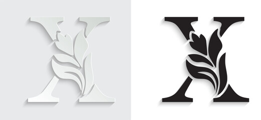 letter X. flower letters. Vintage ornament initial Alphabet. Logo vector	

