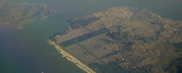 San Fransisco view point at 39,000 feet above sea level