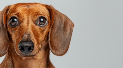 Brown Dachshund Staring at Camera