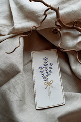 Wabi sabi. The simplicity and beauty of things. Embroidered leather bookmark for books - 778382416