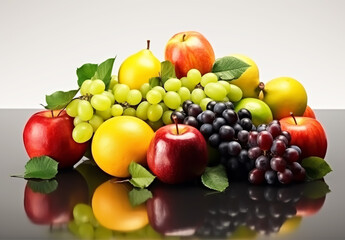 Naklejka na ściany i meble Set of various fruits for healthy food, isolated on white background. AI generated