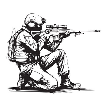 Sniper Vector Images, Illustration Of Sniper|