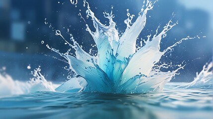 Naklejka na ściany i meble Blue Water Splash: A serene illustration of water splashing gracefully, capturing the essence of nature's purity and fluidity