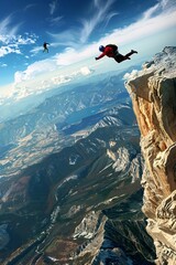 Fototapeta premium The adrenaline rush capturing the essence of extreme sports in action, from skydiving to rock climbing