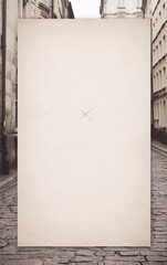 Cityscape with blank paper on street