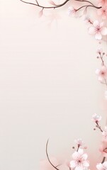 Fototapeta na wymiar Delicate pink cherry blossoms on a beige background. Digital art.
