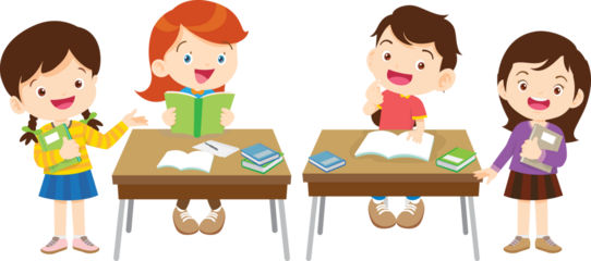 students and teacher in classroom children learning education concept