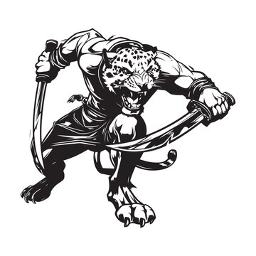 Jaguar Warrior images Vector, Illustration Of a Jaguar Warrior