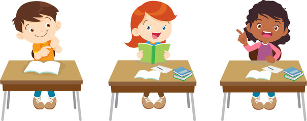 students and teacher in classroom children learning education concept