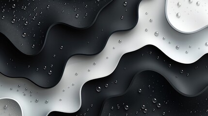 Black and white backdrop covered in water droplets