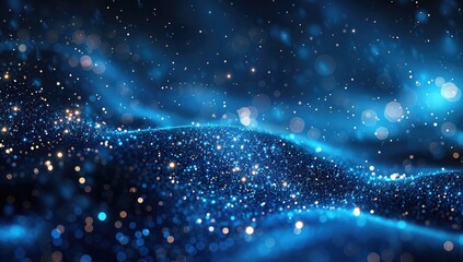 Glowing Blue Particles Background with Bokeh Effect